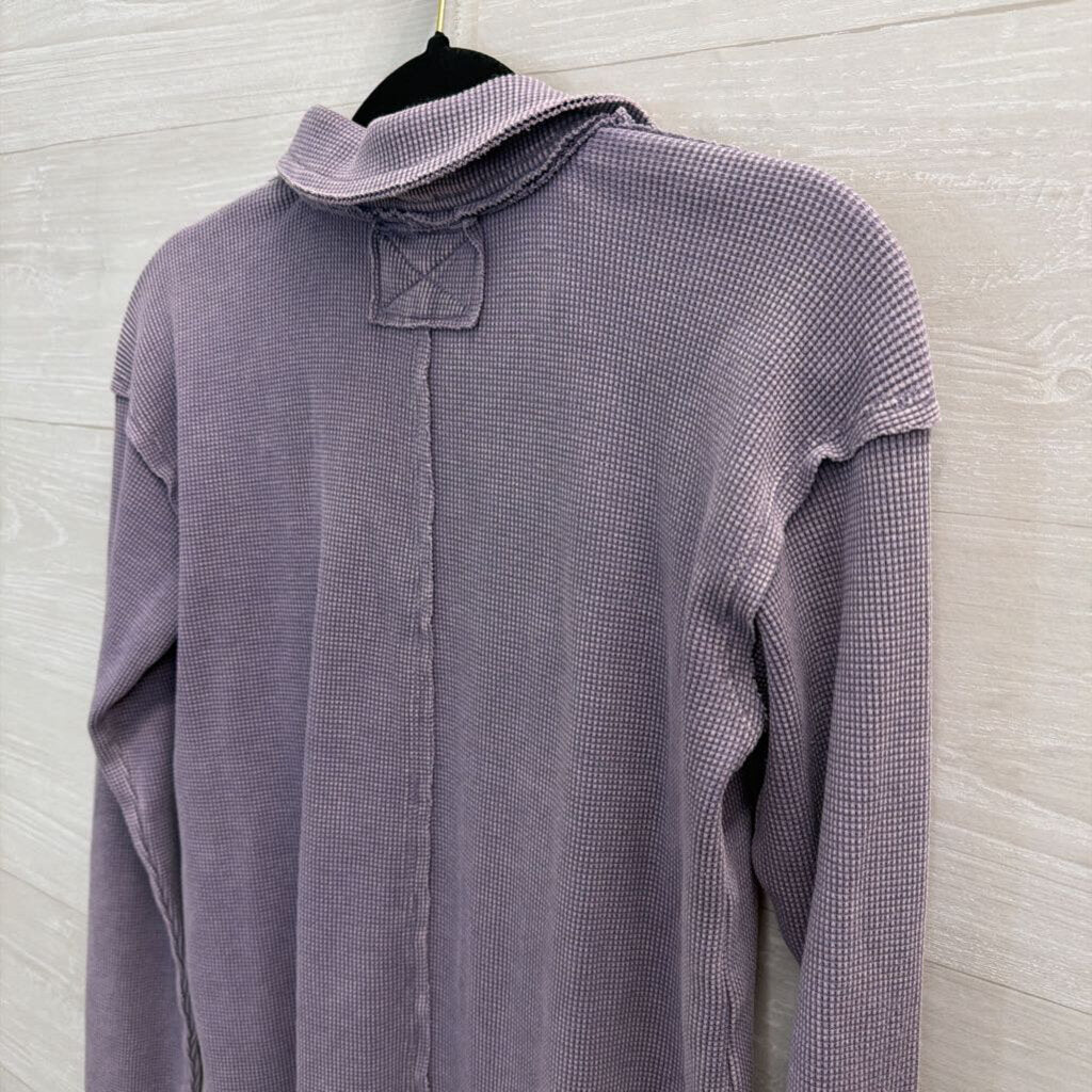 Easel Purple Textured Long Sleeve Top Small