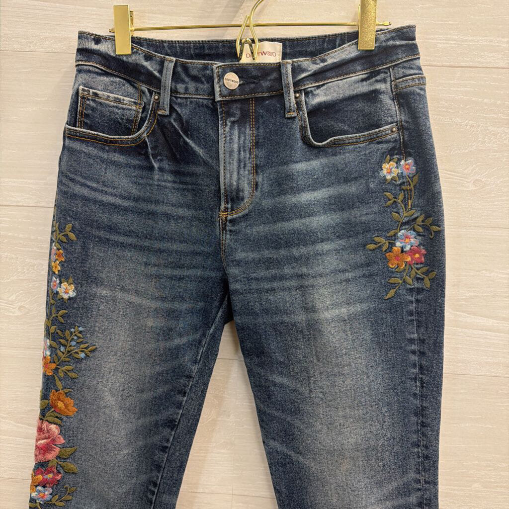 Driftwood Dark Wash Embroidered Detail Jeans 26