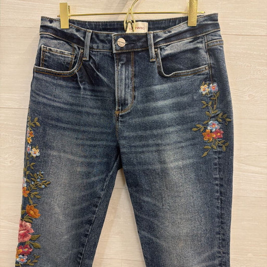 Driftwood Dark Wash Embroidered Detail Jeans 26