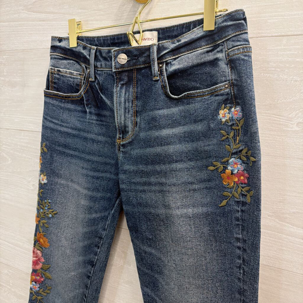 Driftwood Dark Wash Embroidered Detail Jeans 26