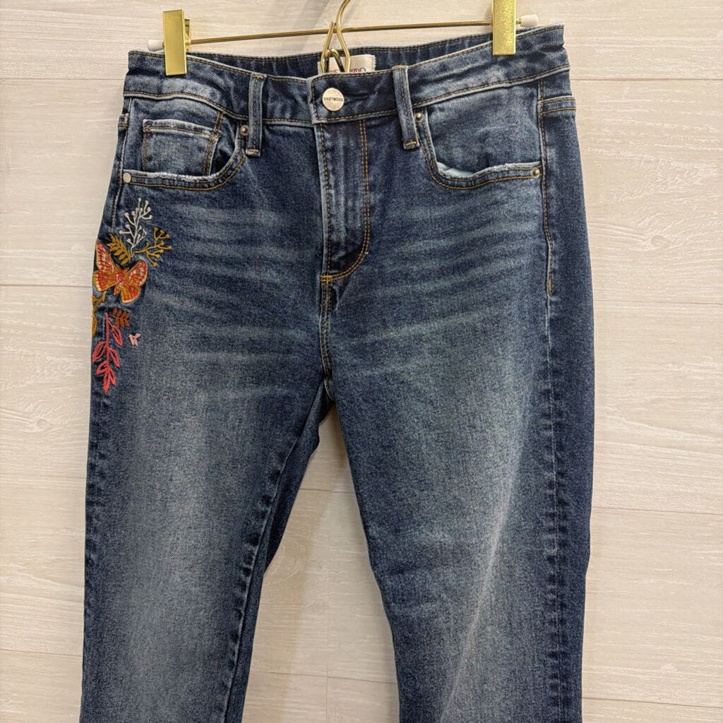 Driftwood Dark Wash Embroidered Detail Jeans 26