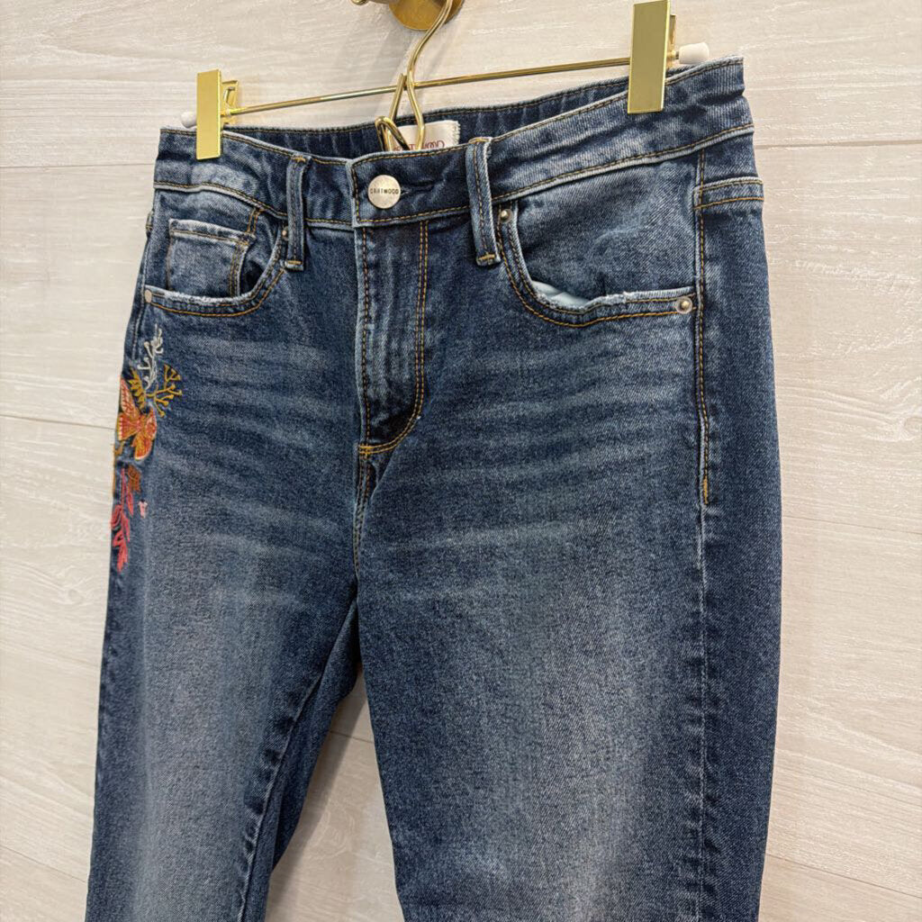 Driftwood Dark Wash Embroidered Detail Jeans 26