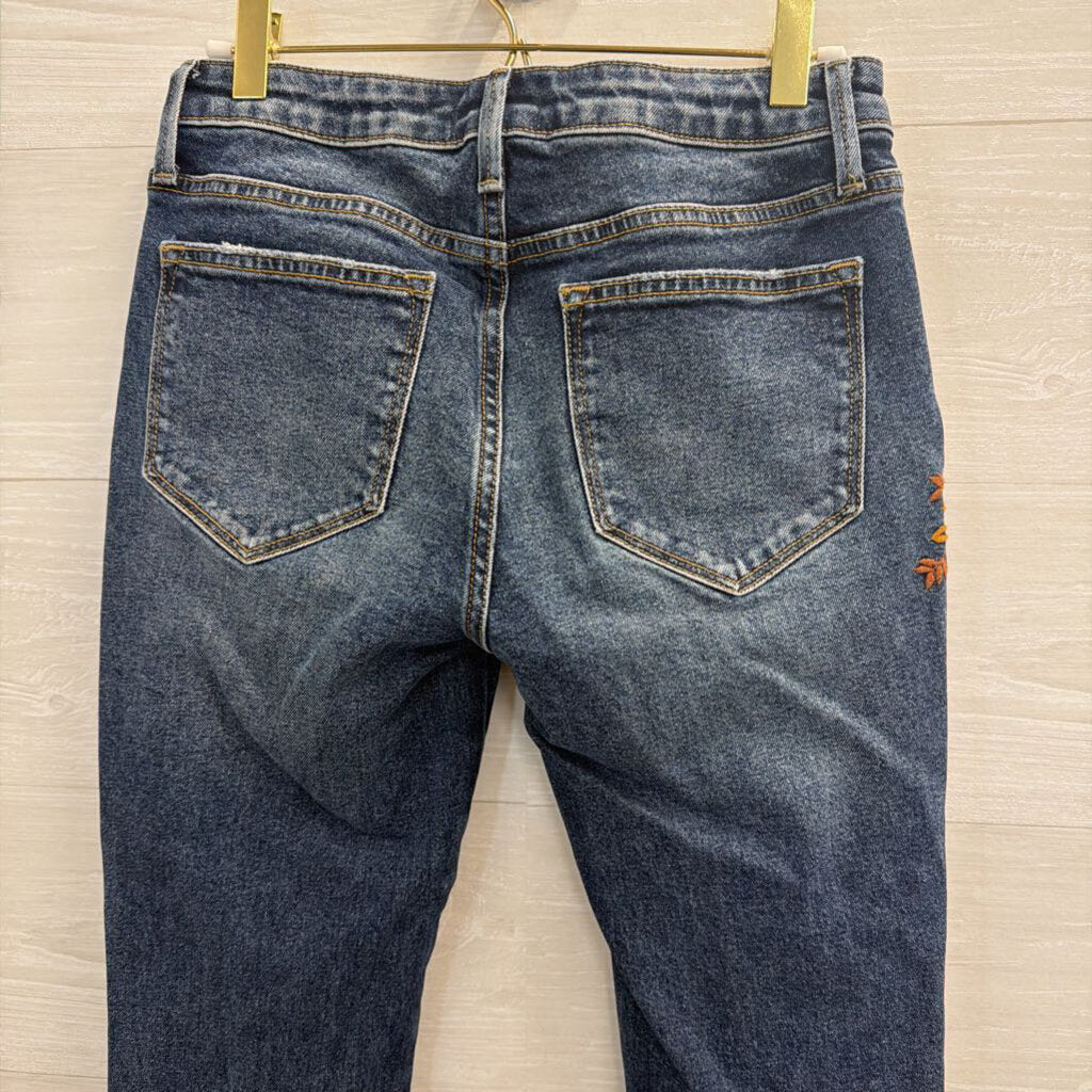Driftwood Dark Wash Embroidered Detail Jeans 26