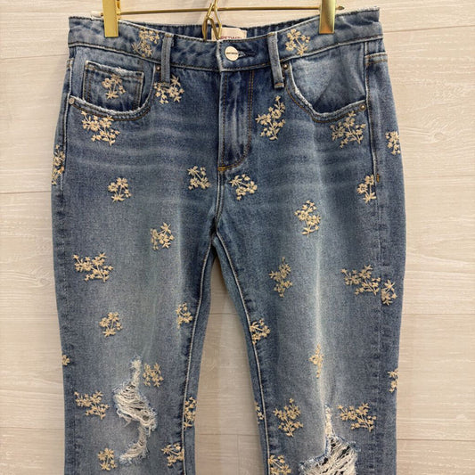 Driftwood Medium Wash Embroidered Detail Jeans 26