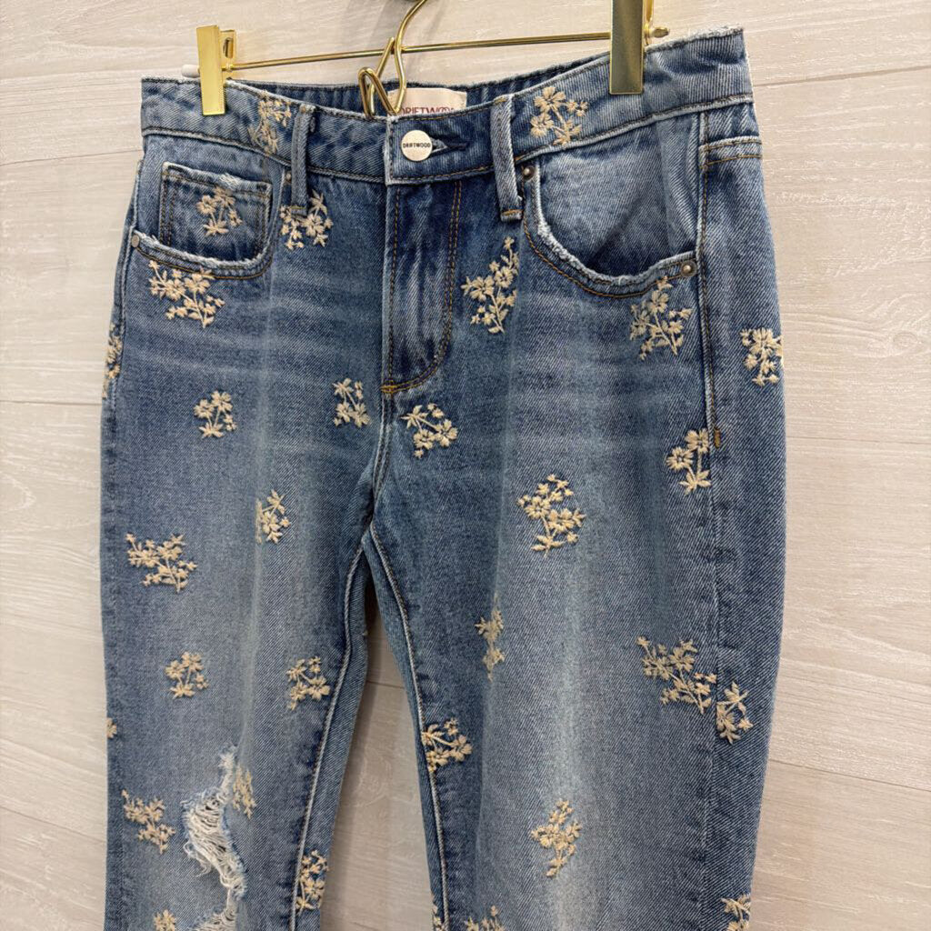 Driftwood Medium Wash Embroidered Detail Jeans 26
