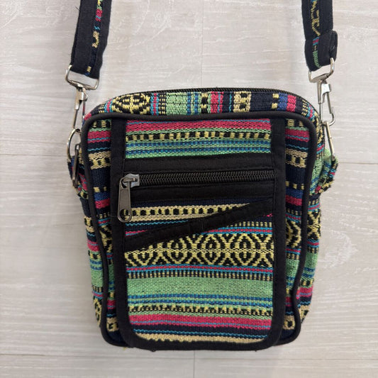 Black/ Multi Tapestry Crossbody Purse