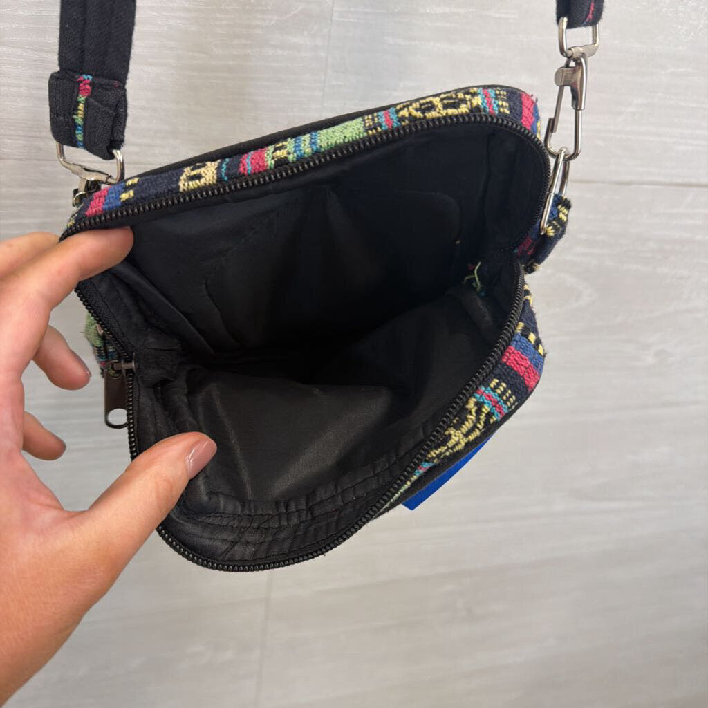 Black/ Multi Tapestry Crossbody Purse