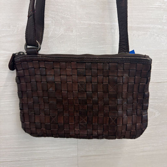 Ashwood Heritage Dark Brown Leather Woven Crossbody Purs