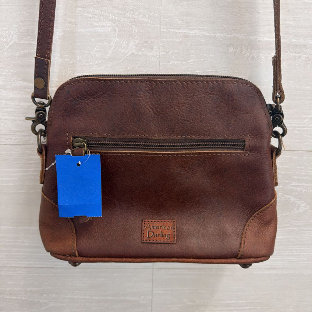 American Darling Brown Leather/ Animal Hair Crossbody Purse