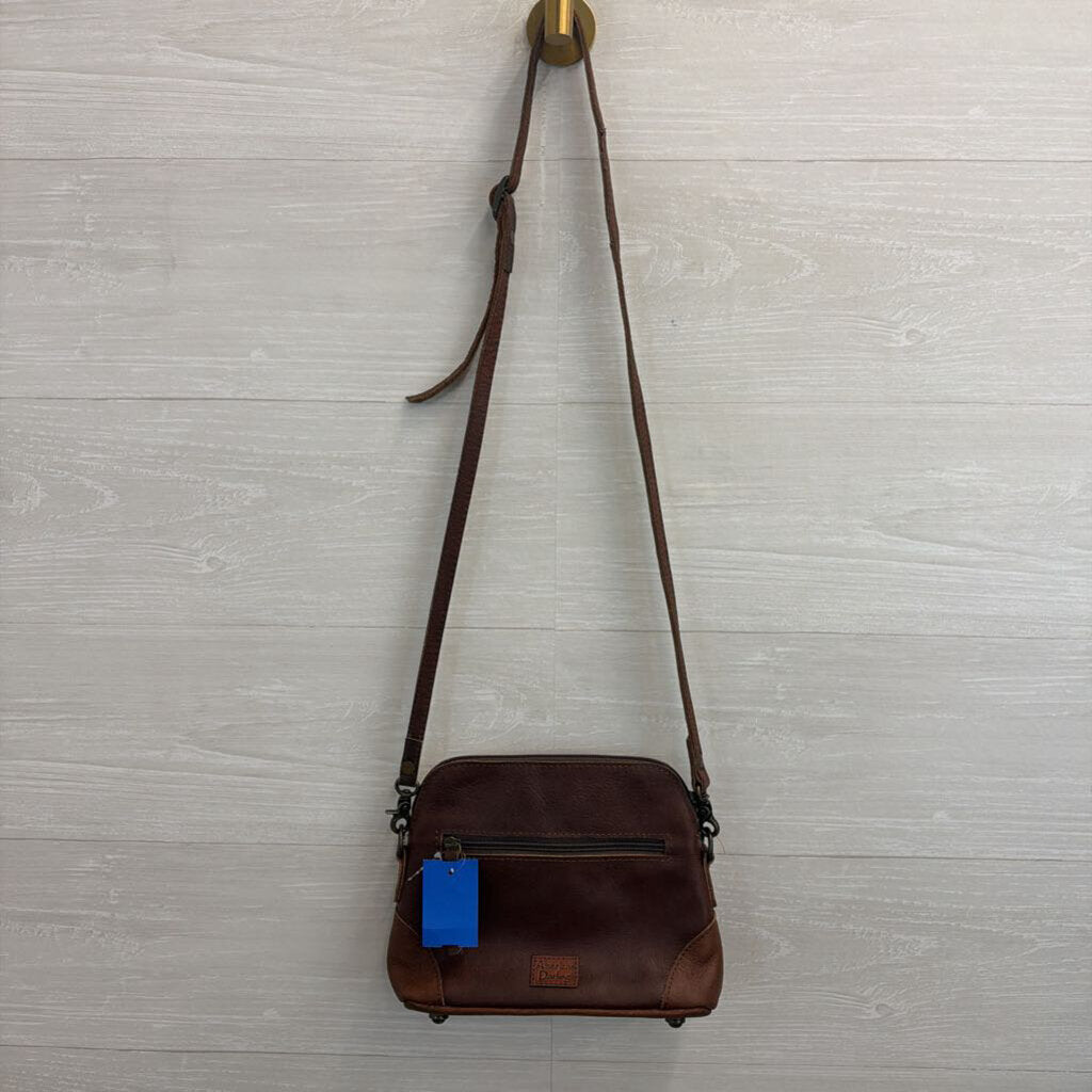 American Darling Brown Leather/ Animal Hair Crossbody Purse