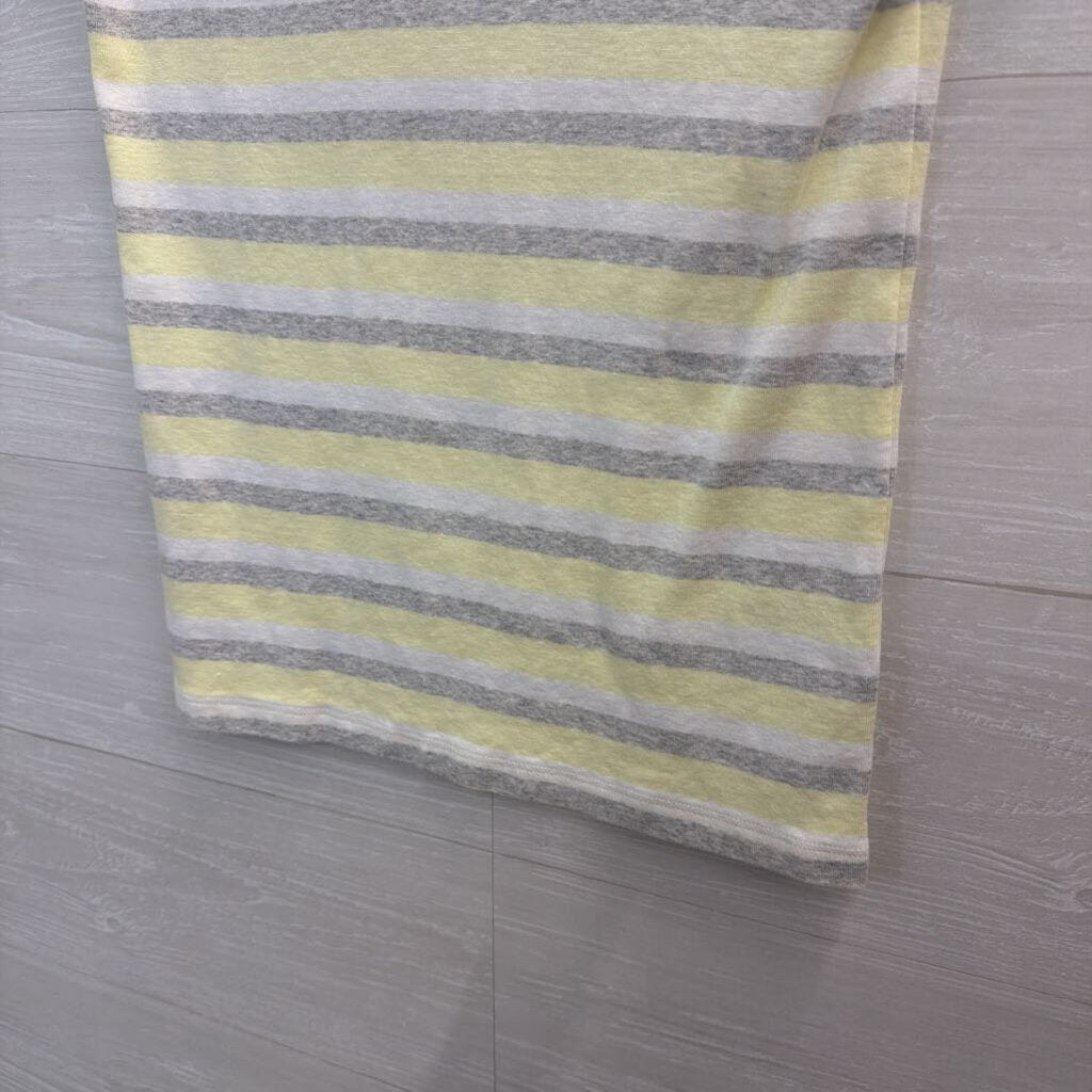 Tommy Hilfiger White/ Grey/ Yellow Striped Short Sleeve Top Medium