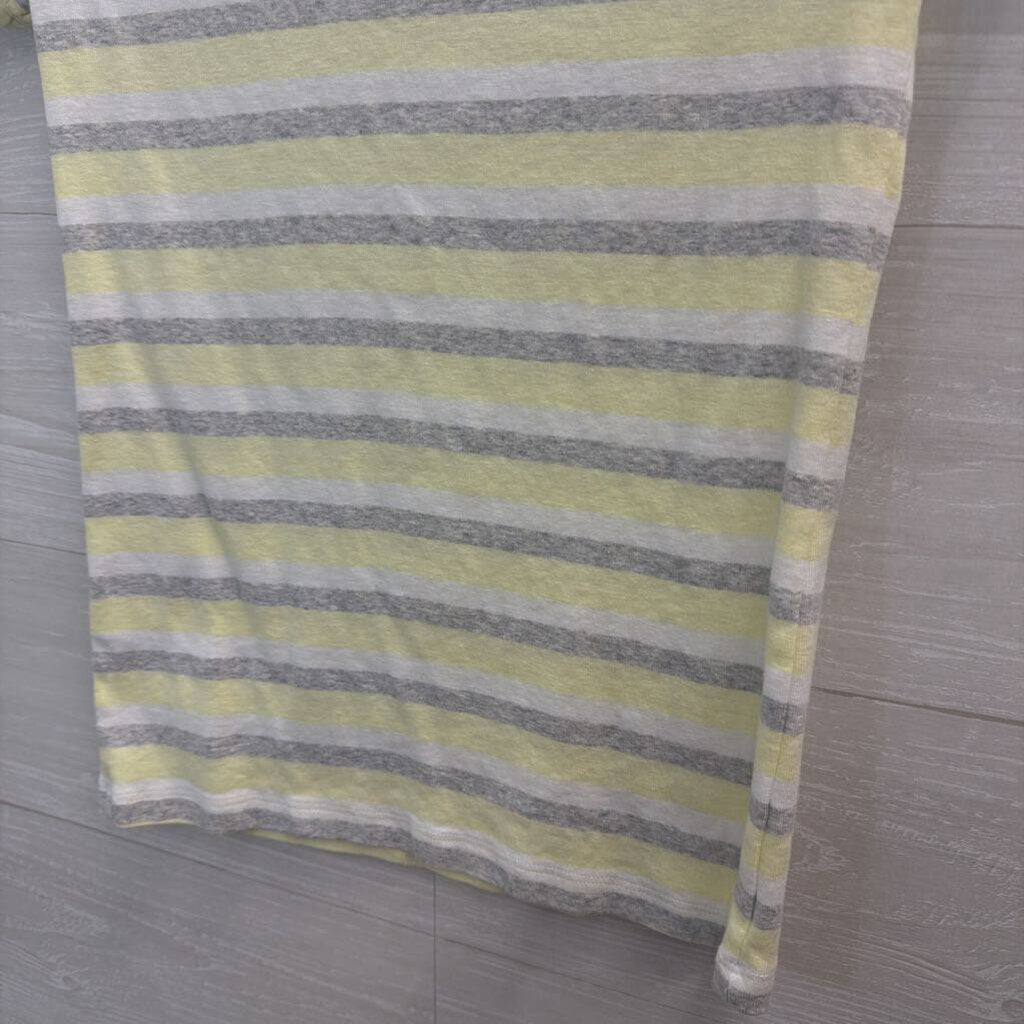 Tommy Hilfiger White/ Grey/ Yellow Striped Short Sleeve Top Medium