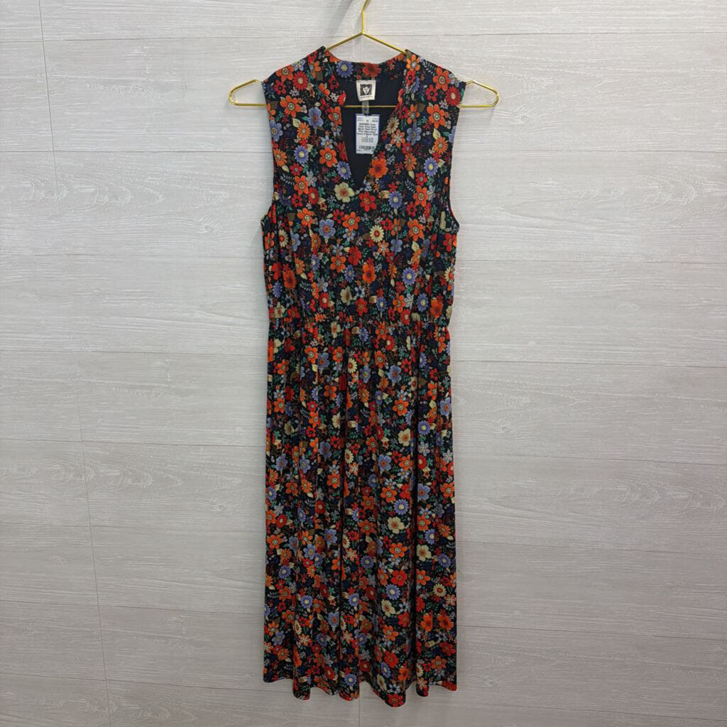 Anne Klein Black/ Multi Floral Print Sleeveless Dress 6