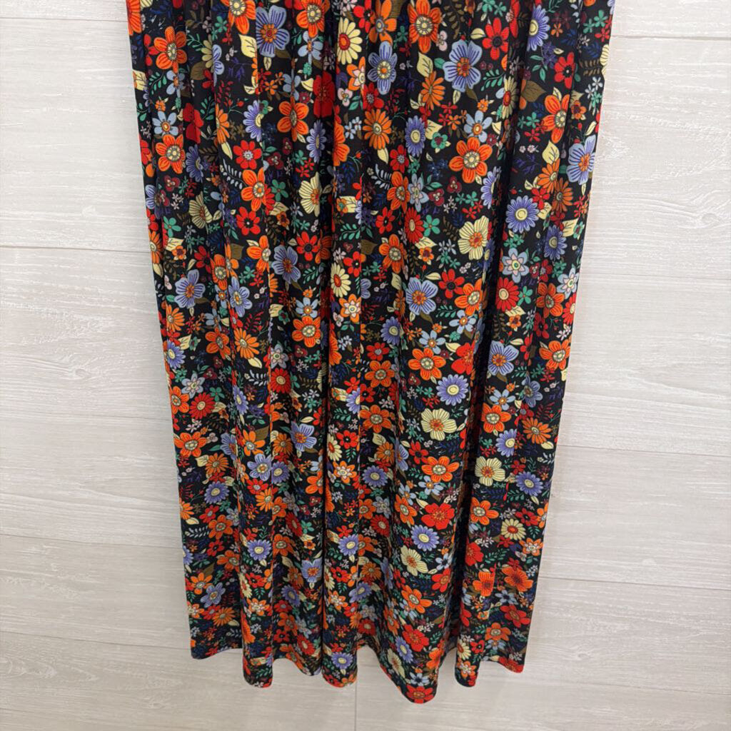 Anne Klein Black/ Multi Floral Print Sleeveless Dress 6