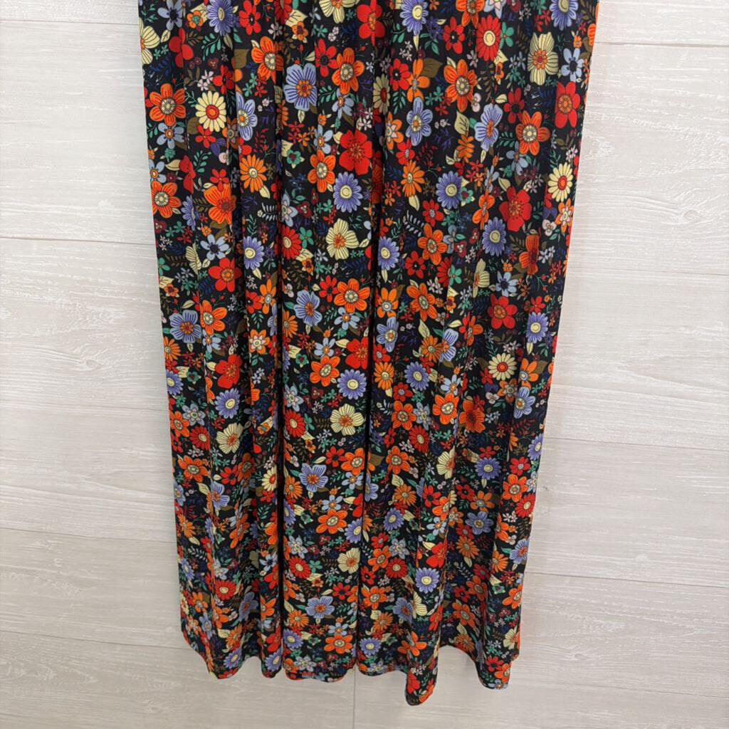 Anne Klein Black/ Multi Floral Print Sleeveless Dress 6