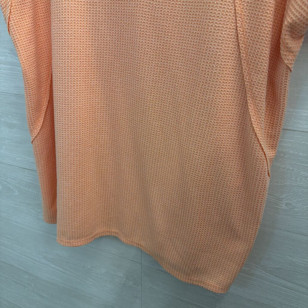 Andree Orange Textured Short Sleeve V Neck Top Extra Large