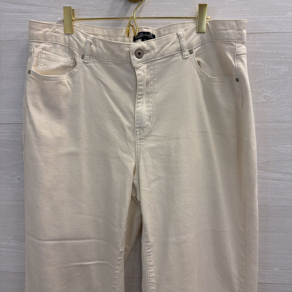 Charlie B Cream Frayed Hem Pants 12