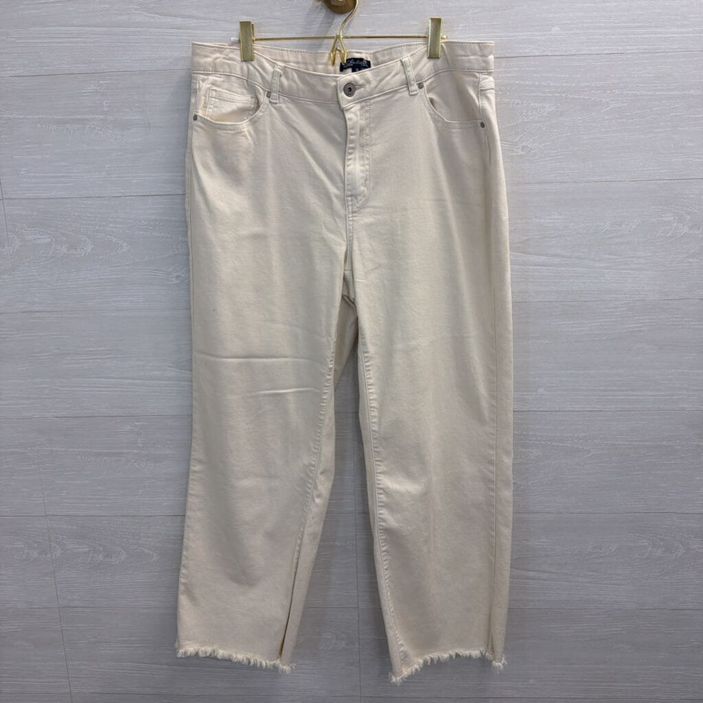 Charlie B Cream Frayed Hem Pants 12