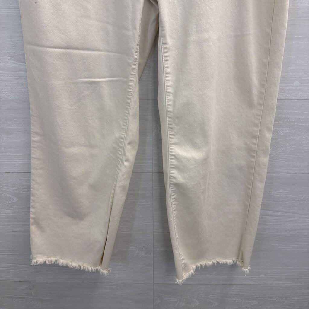 Charlie B Cream Frayed Hem Pants 12