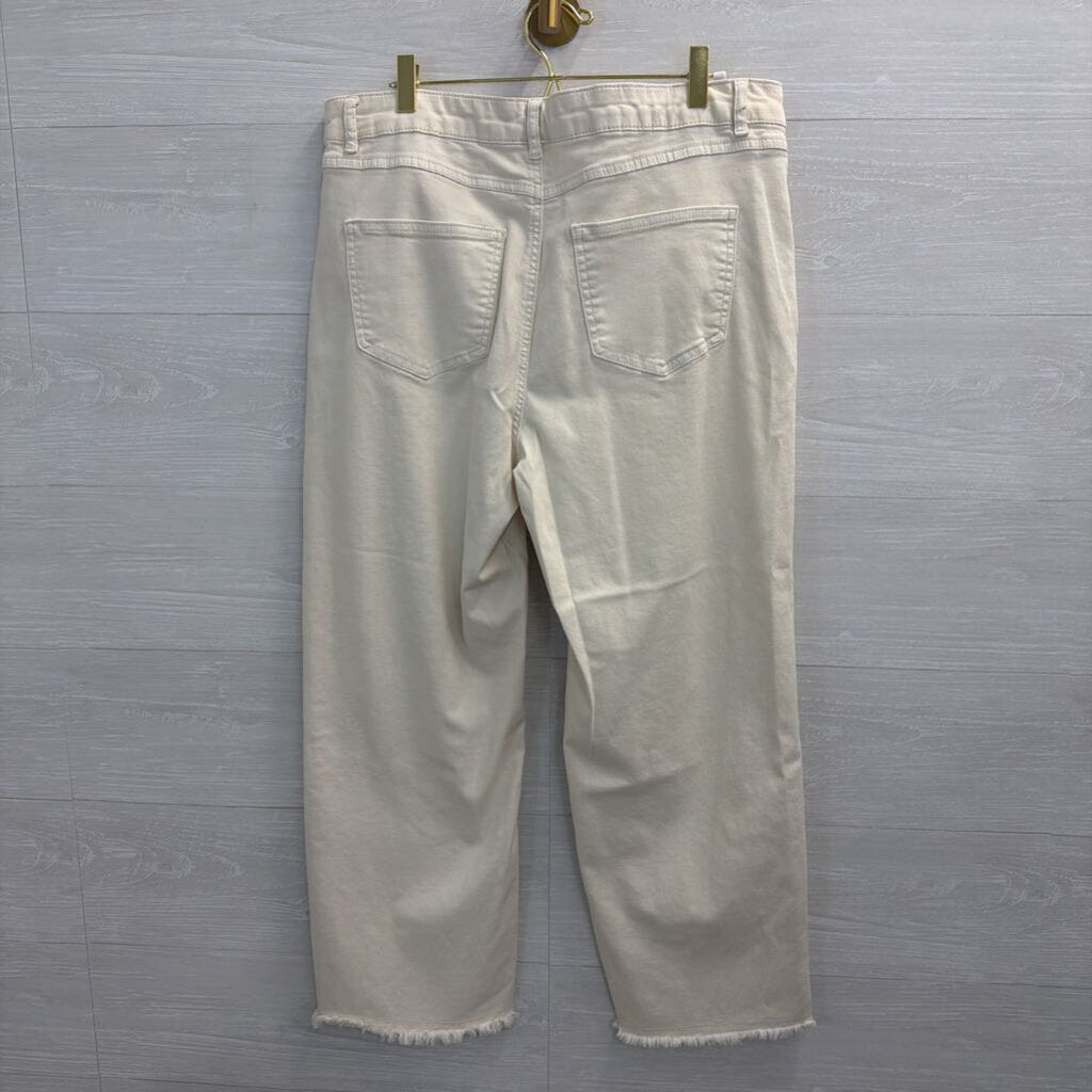 Charlie B Cream Frayed Hem Pants 12