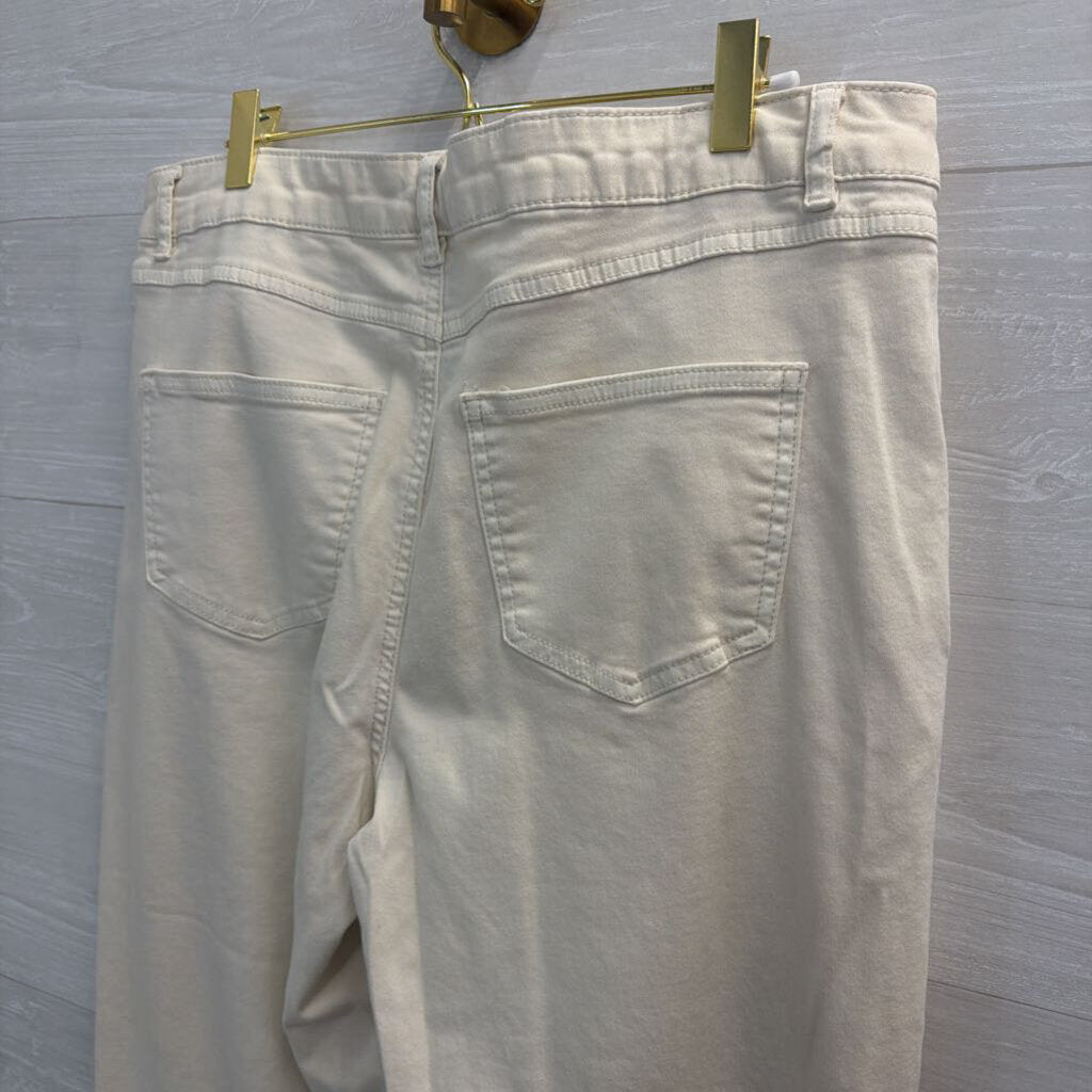 Charlie B Cream Frayed Hem Pants 12