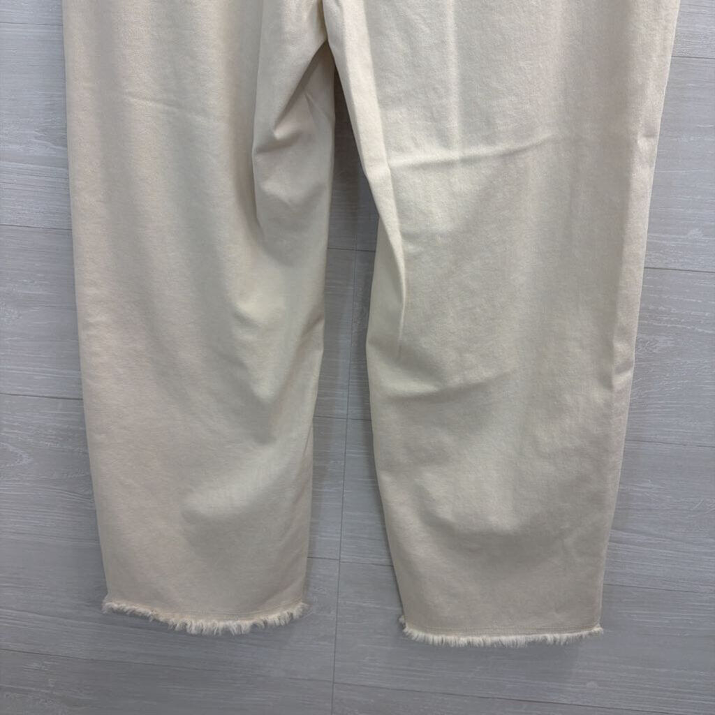 Charlie B Cream Frayed Hem Pants 12