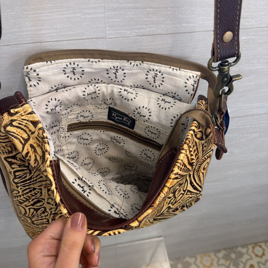 Myra Bag Brown Hand Tooled Kakarot Purse