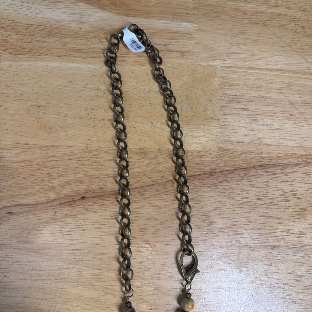Gold/ Multi Beaded White Cross Pendant Long Necklace