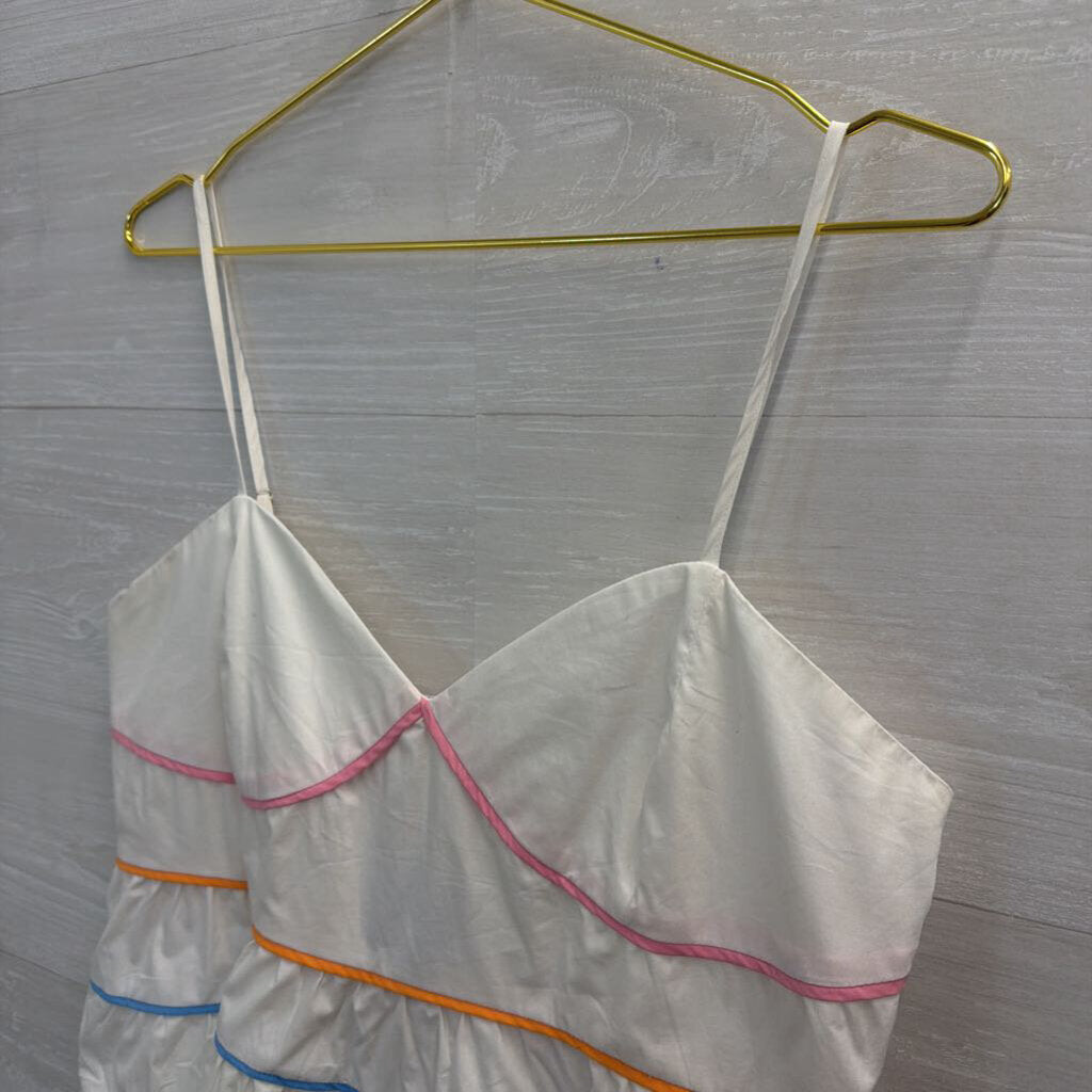 English Factory White/ Multi Striped Detail Tank Top Large