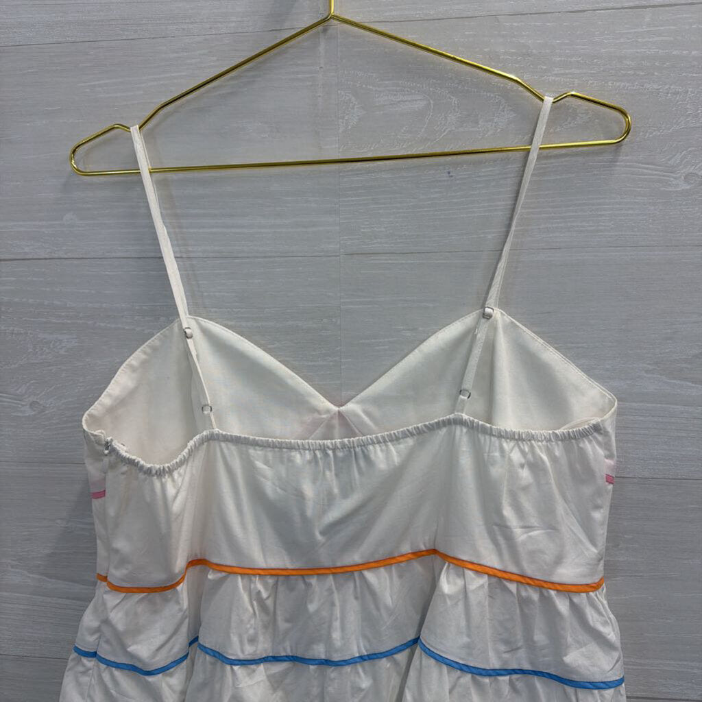 English Factory White/ Multi Striped Detail Tank Top Large