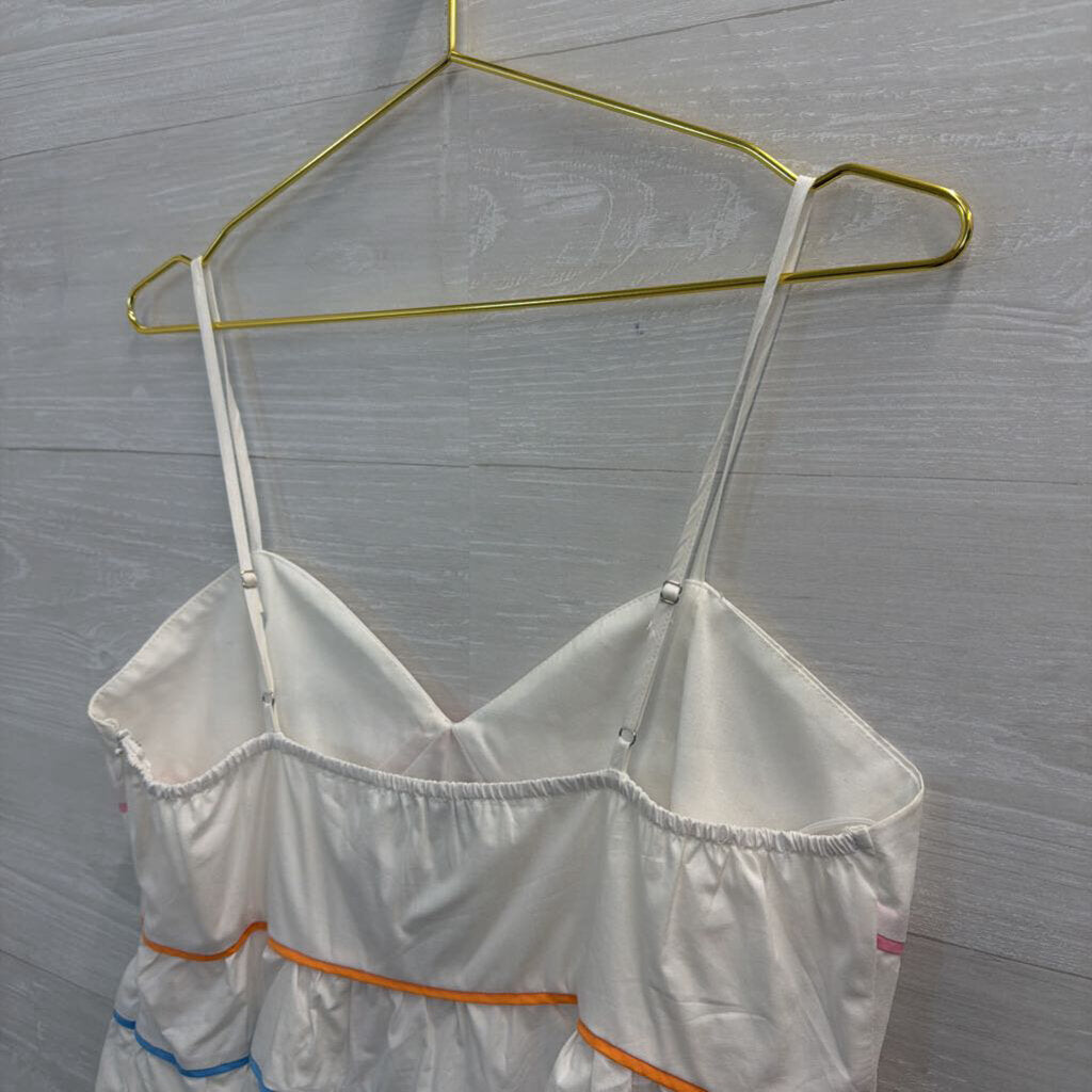 English Factory White/ Multi Striped Detail Tank Top Large
