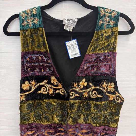 Vintage Speed Limit Black/ Multi Embroidered Vest Top Large