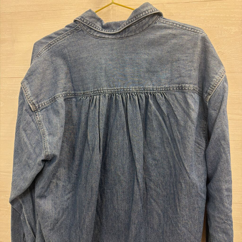 Levi Medium Wash Denim Long Sleeve Button Down Top Medium