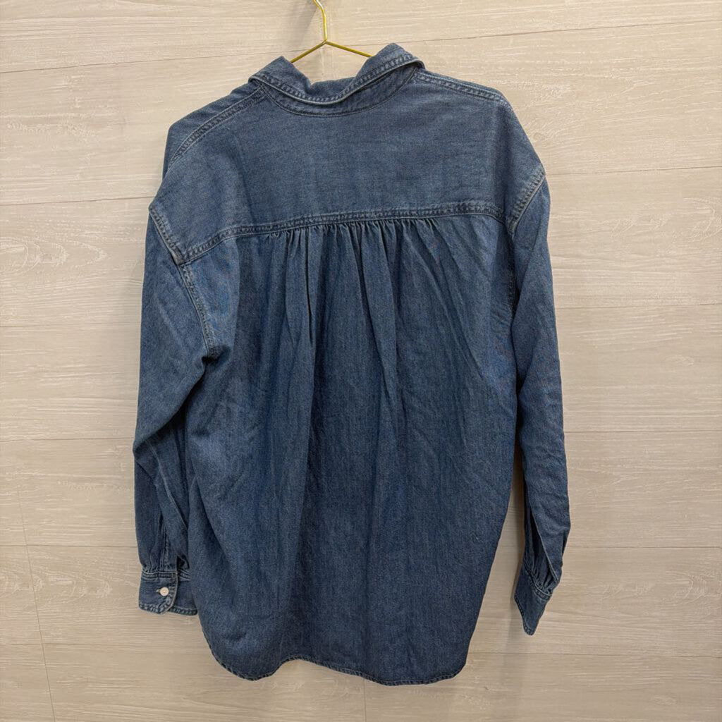 Levi Medium Wash Denim Long Sleeve Button Down Top Medium