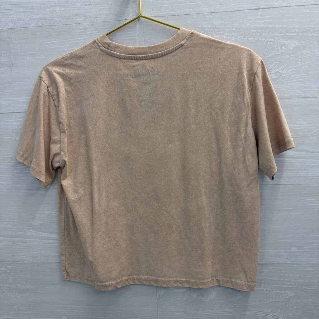 Def Leppard Brown Cropped Short Sleeve Graphic Tee Medium