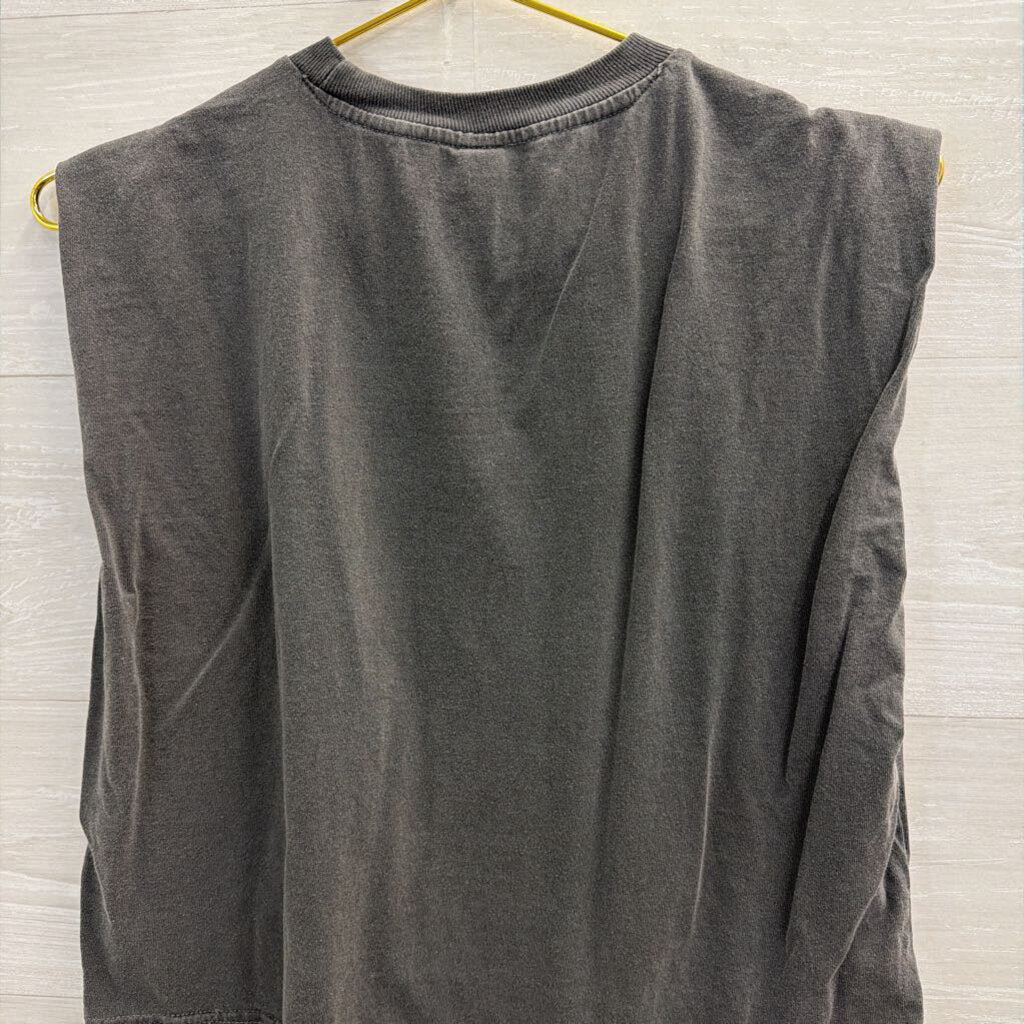Grey Skeleton Peace Sign Cropped Sleeveless Top Small