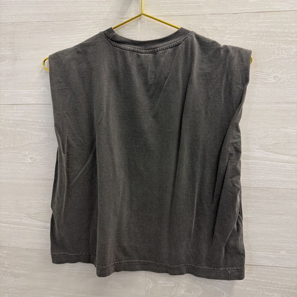 Grey Skeleton Peace Sign Cropped Sleeveless Top Small