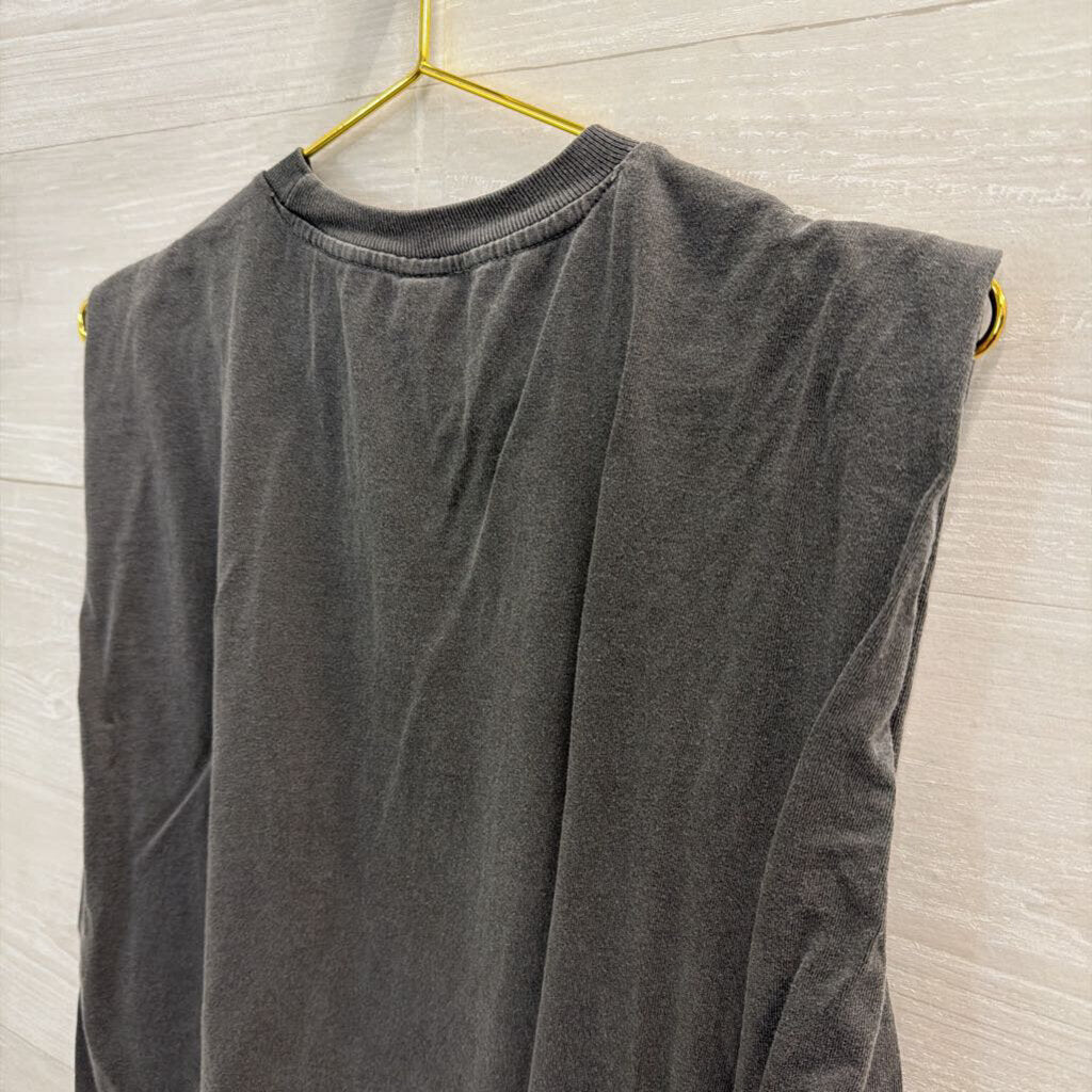 Grey Skeleton Peace Sign Cropped Sleeveless Top Small