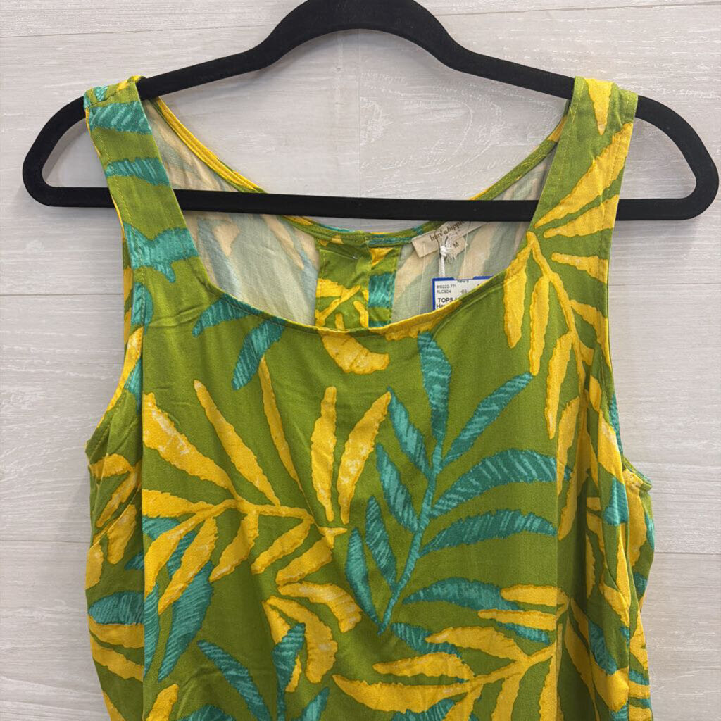 Haute Hippie Green/ Yellow Print Cropped Tank Top Medium