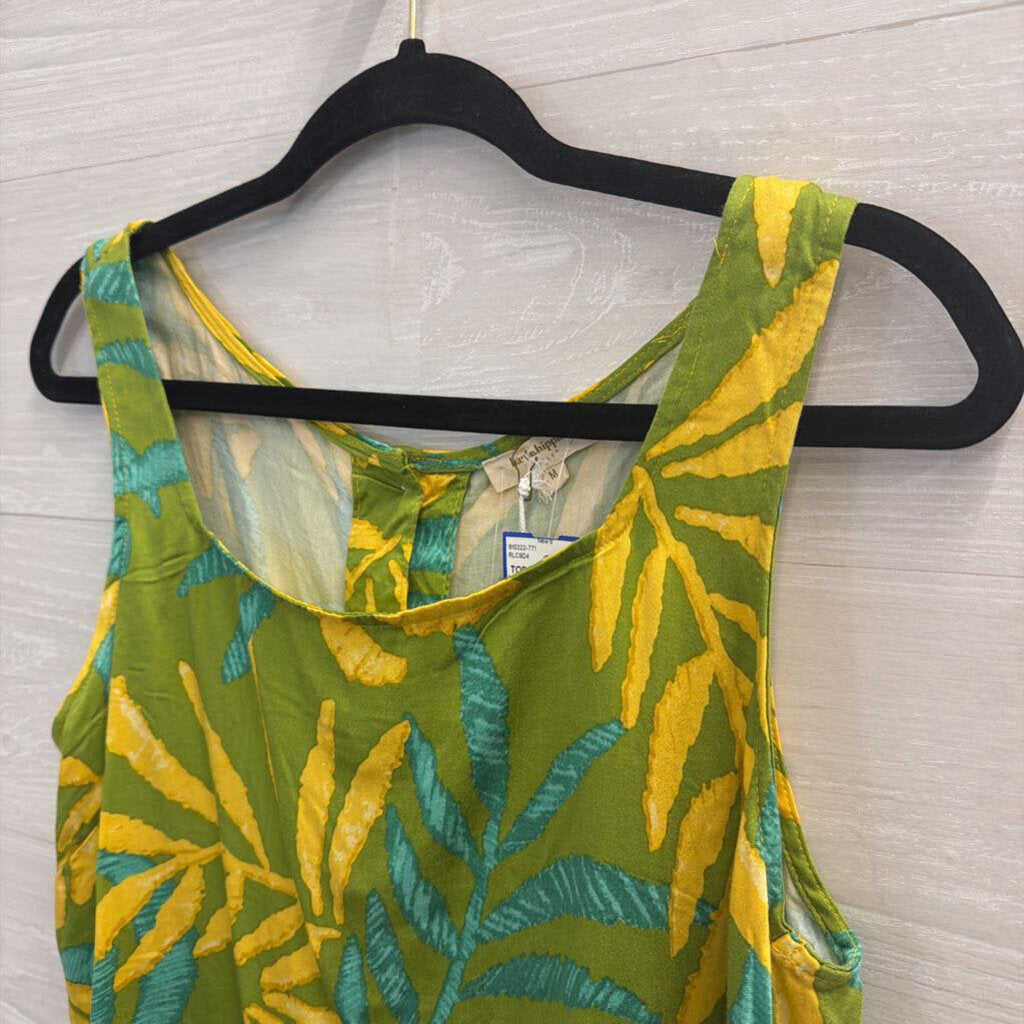Haute Hippie Green/ Yellow Print Cropped Tank Top Medium