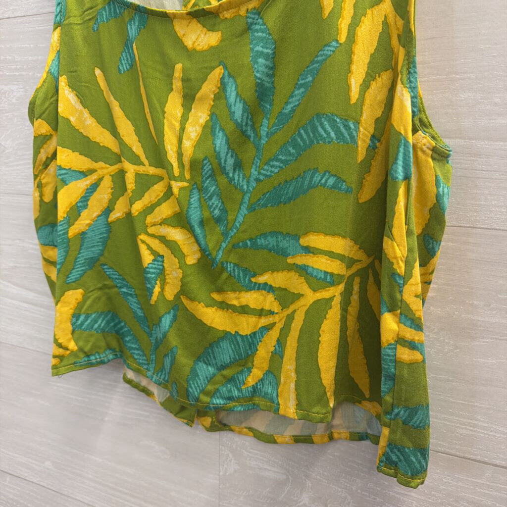 Haute Hippie Green/ Yellow Print Cropped Tank Top Medium
