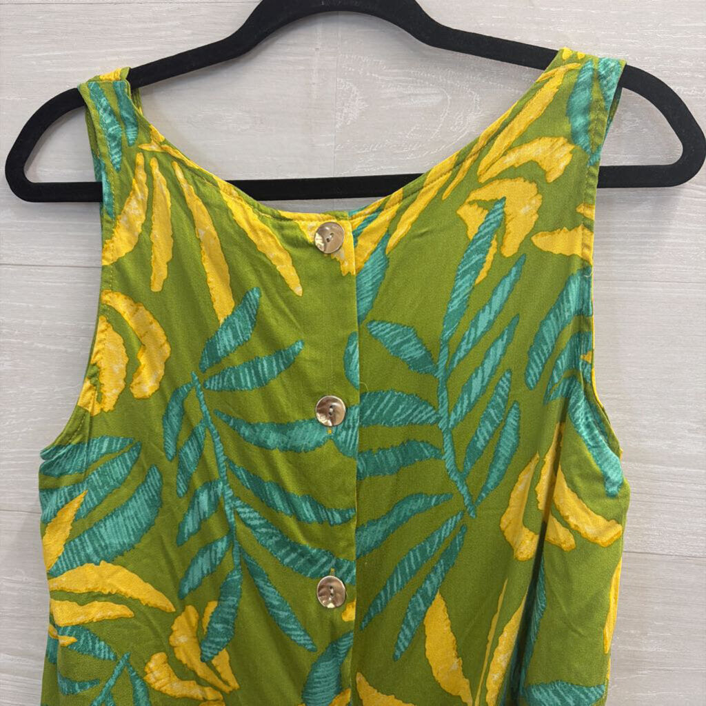 Haute Hippie Green/ Yellow Print Cropped Tank Top Medium