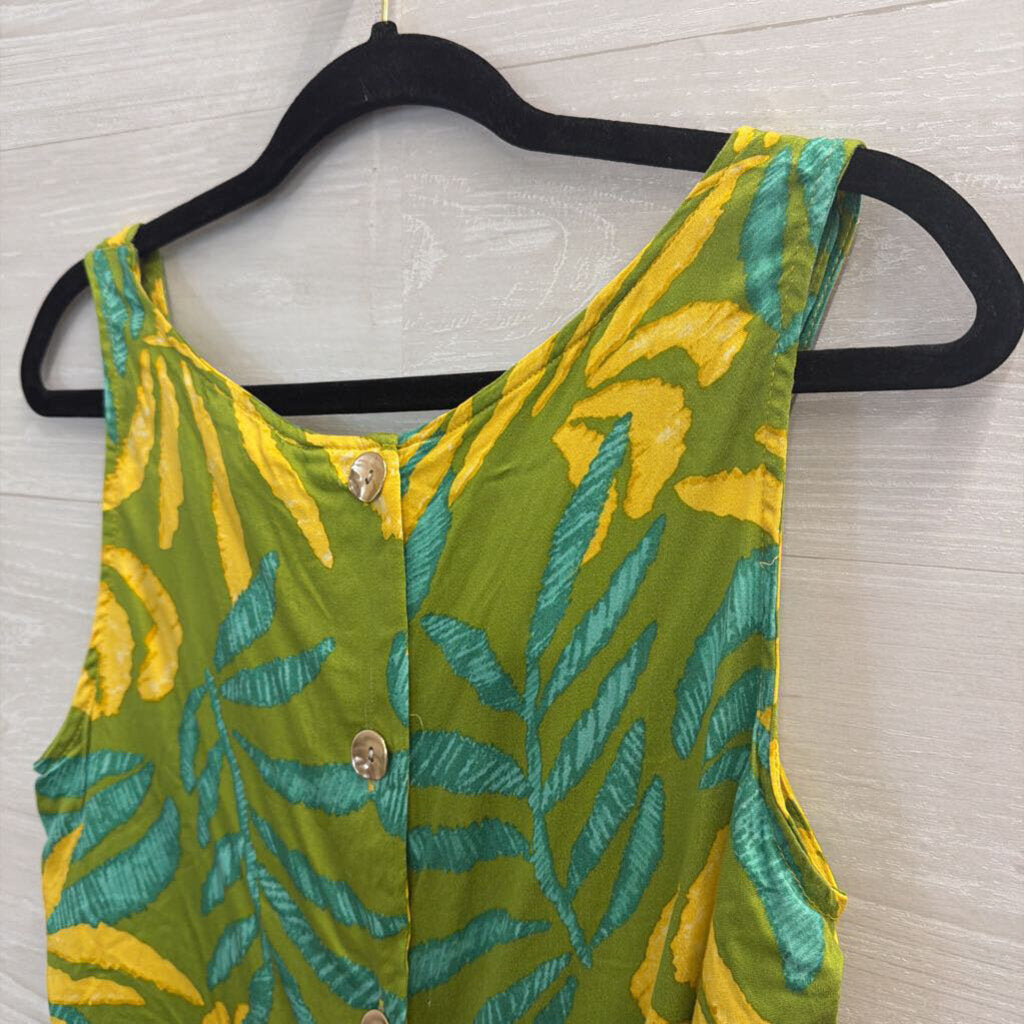 Haute Hippie Green/ Yellow Print Cropped Tank Top Medium