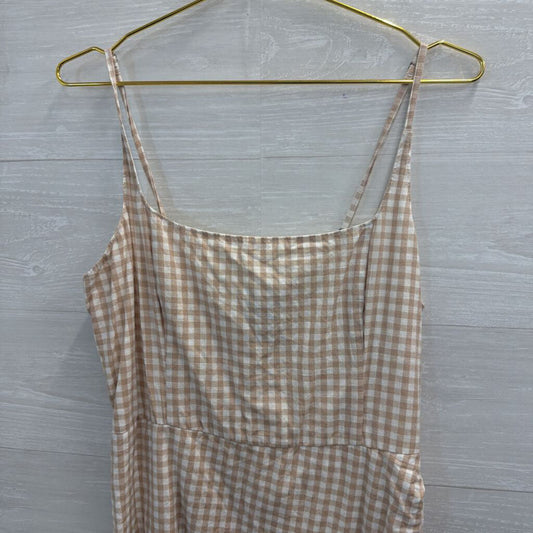 Abercrombie and Fitch White/ Brown Gingham Mini Dress Large
