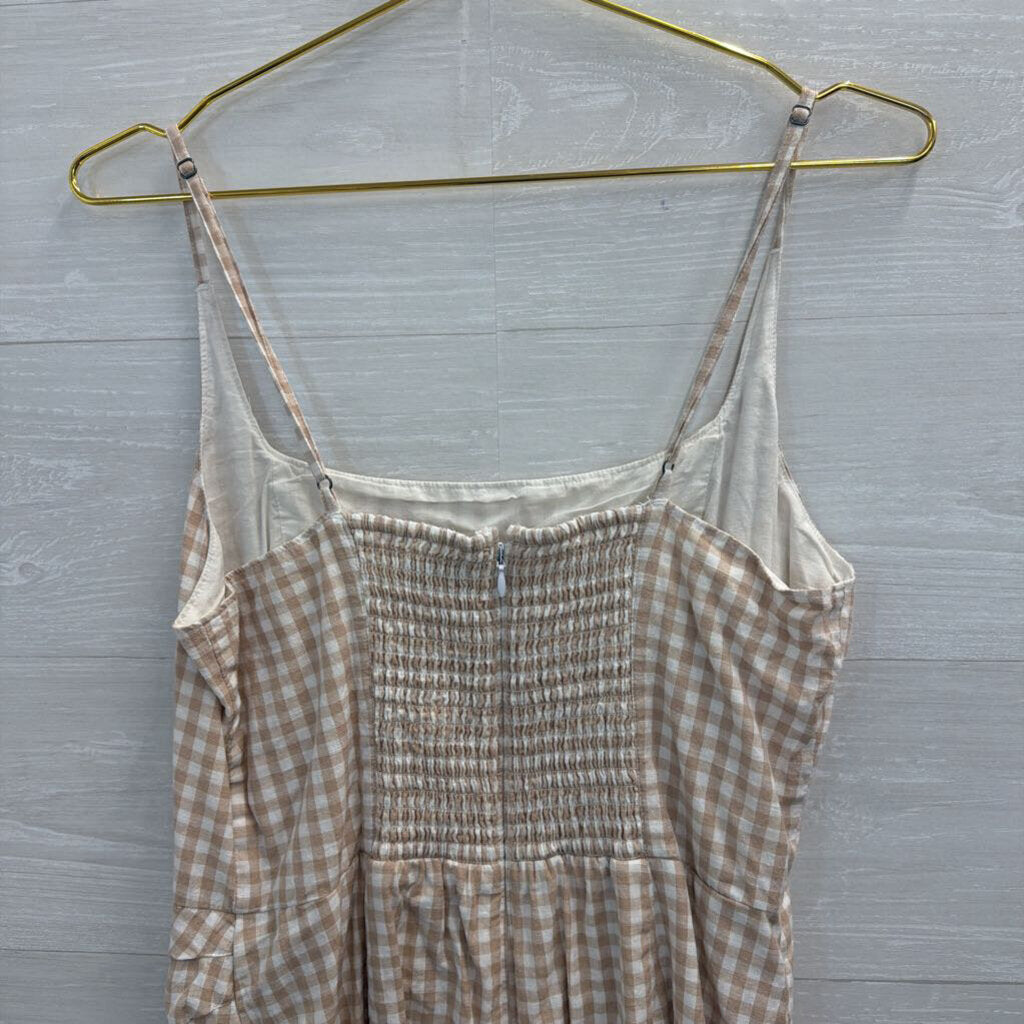 Abercrombie and Fitch White/ Brown Gingham Mini Dress Large