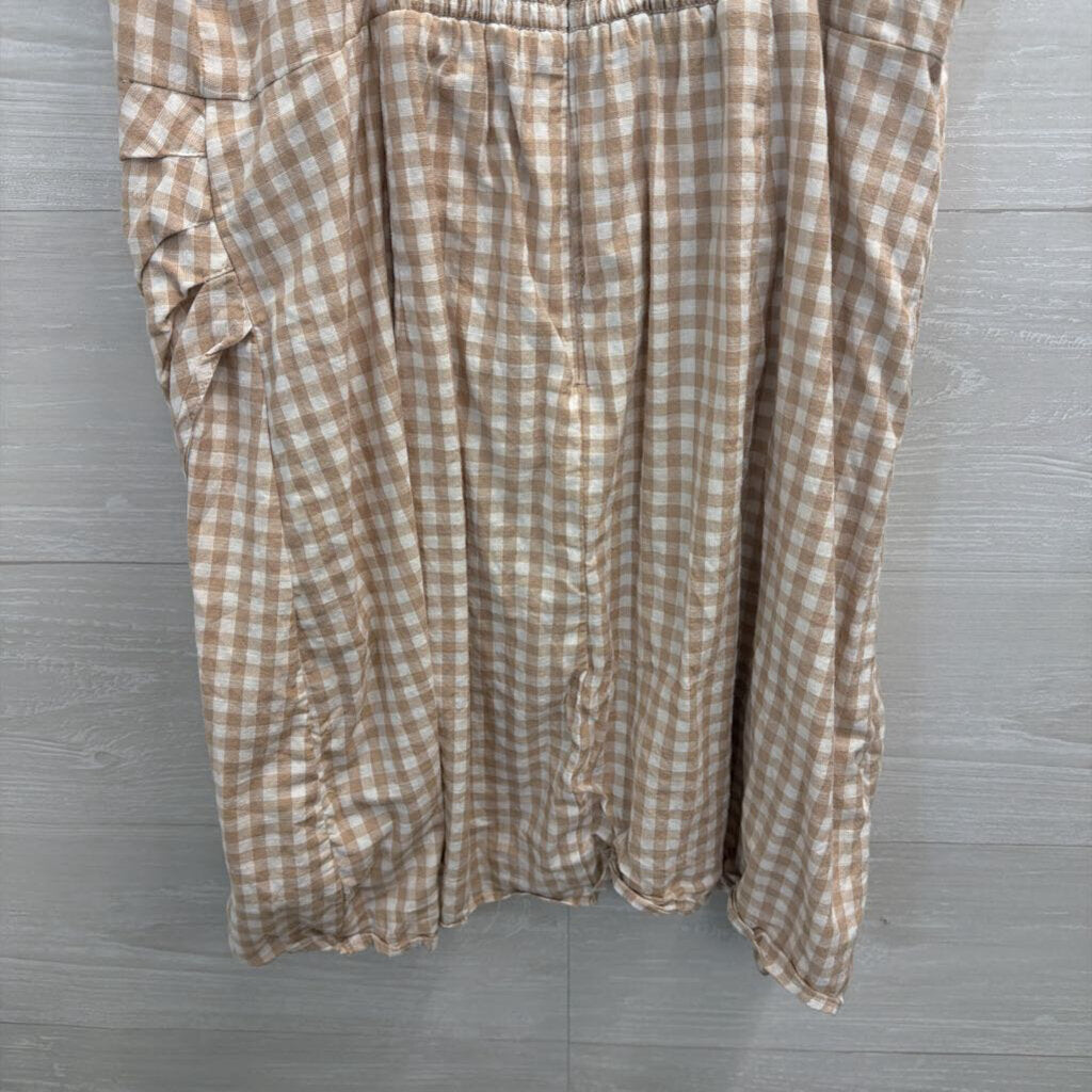 Abercrombie and Fitch White/ Brown Gingham Mini Dress Large