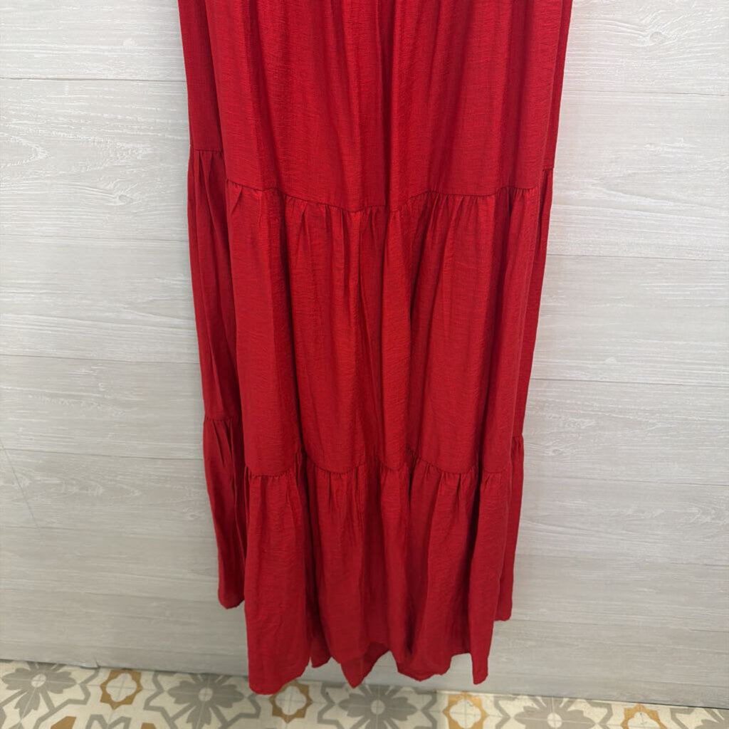 Express Red Short Ruffle Sleeve Maxi Dress Large