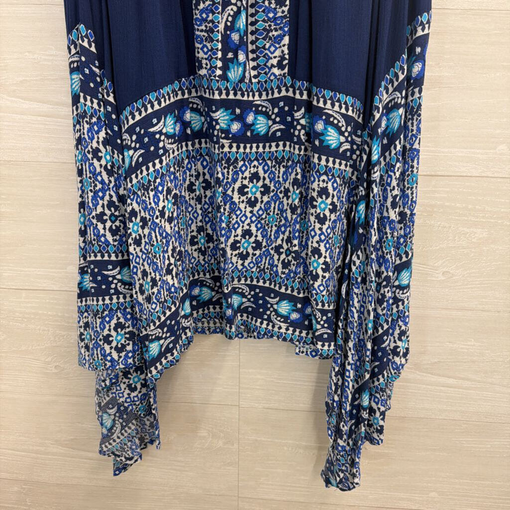 John Paul Richard Blue Print Midi Skirt Medium