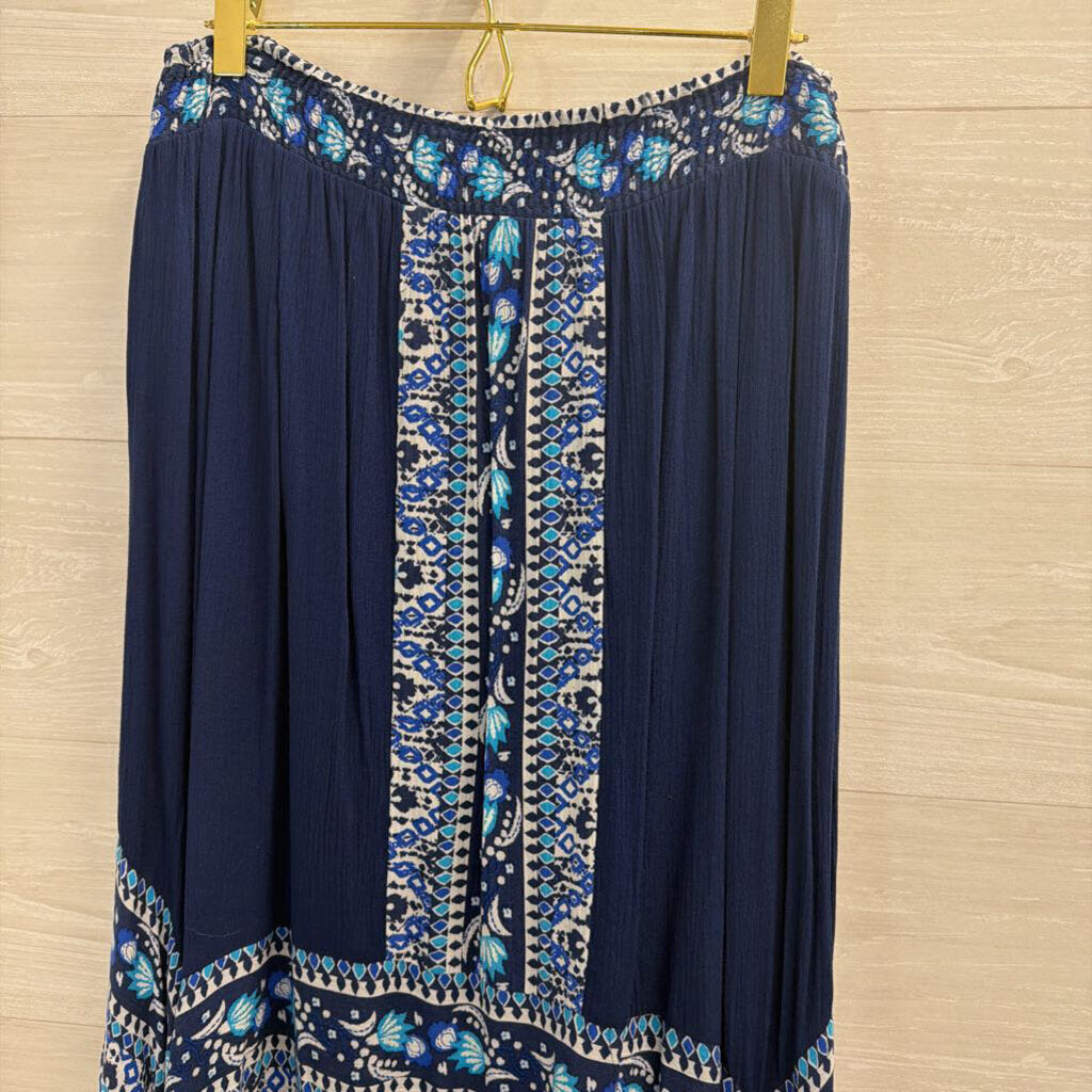 John Paul Richard Blue Print Midi Skirt Medium