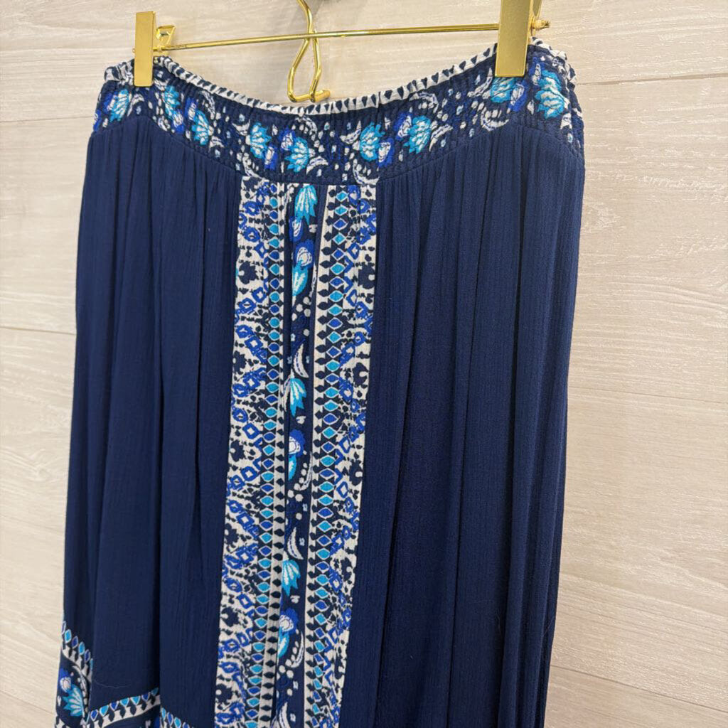 John Paul Richard Blue Print Midi Skirt Medium